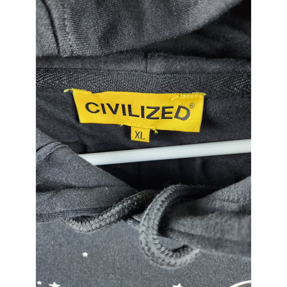 Civilized Psychedelic Dreaming Hoodie Black Graphic Skeleton Y2K NWT Men's XL - Picture 8 of 10